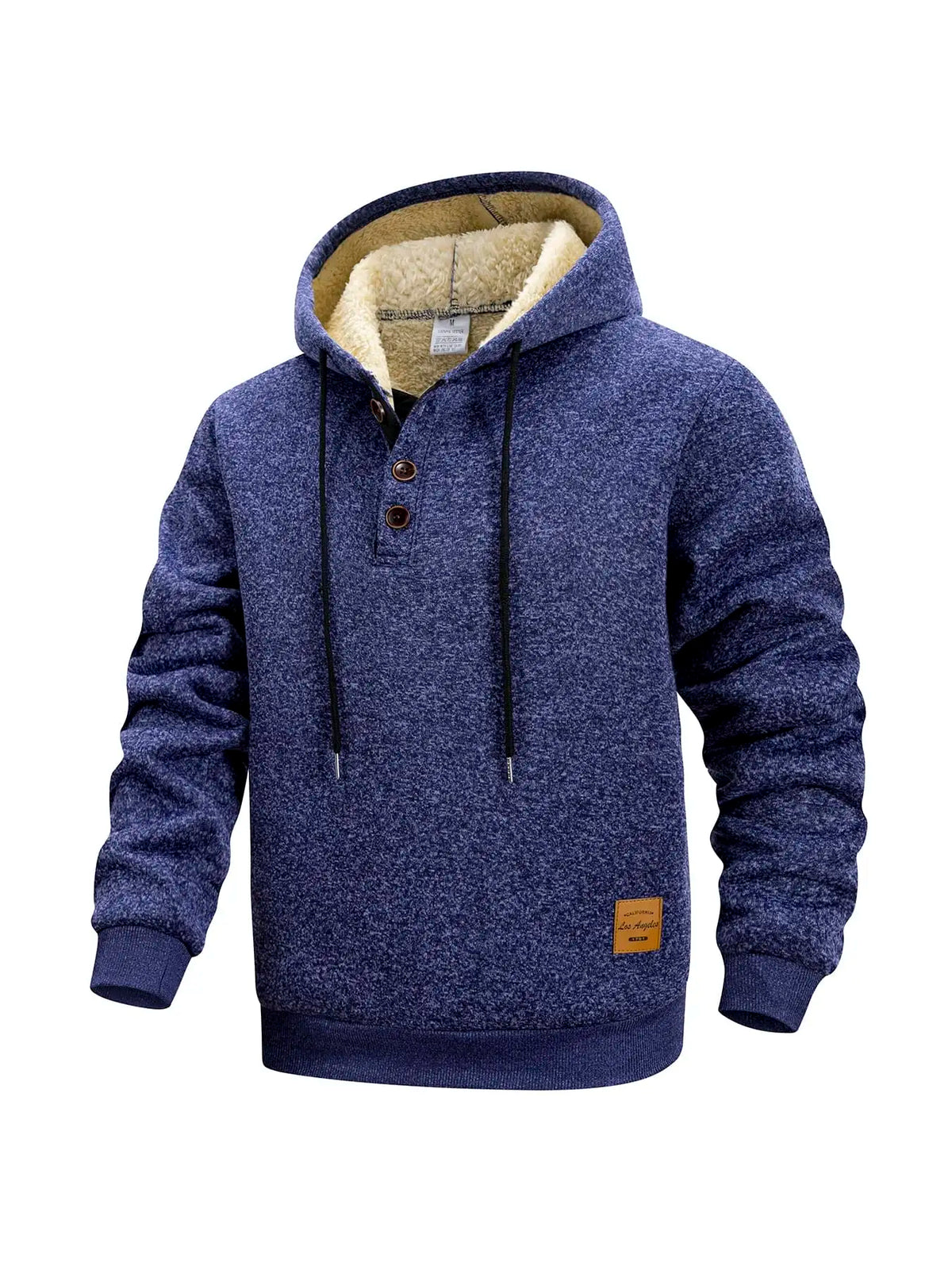 Mens Sherpa Fleece Lined Henley Hoodie Pullover Sweatshirt