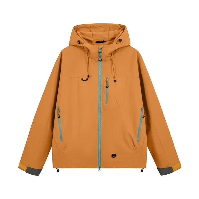 Unisex Waterproof Hiking Jacket Hooded Windbreaker For Outdoor Activities