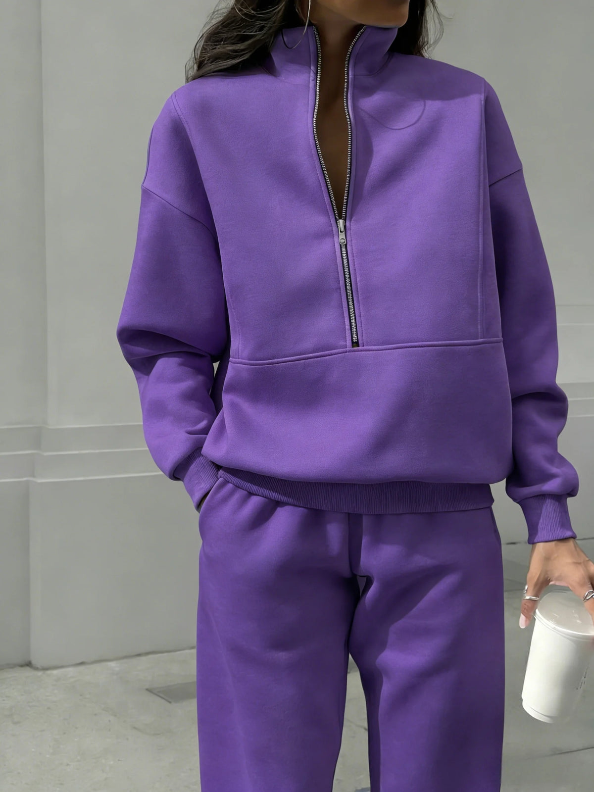 Women Half Zip Two Piece Tracksuit Casual Loungewear Set
