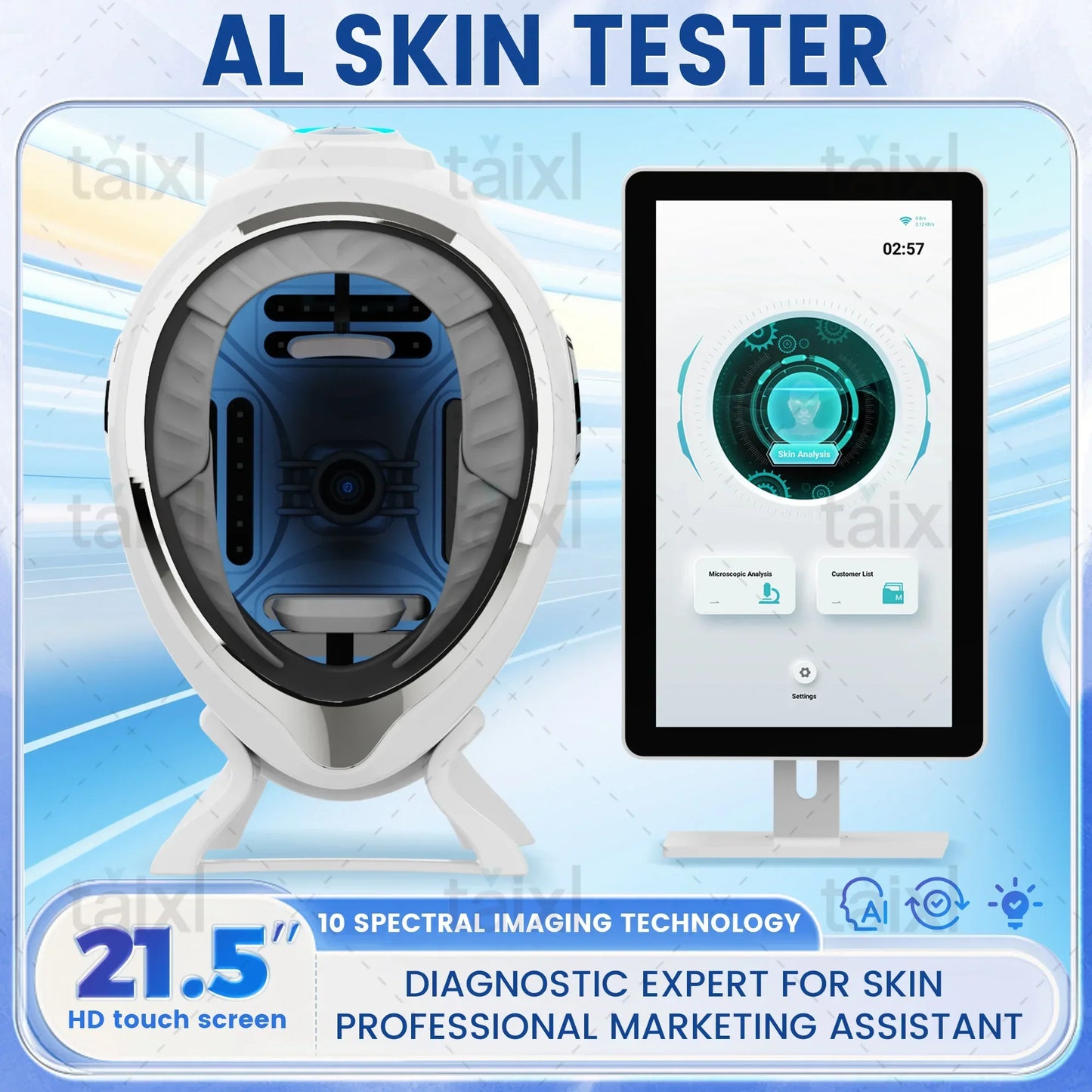 3D Skin Scanner Care Facial Analyzer Monitor Machine Magic Mirror Portable TestingEnglish Detector Face Camera Test Analysis