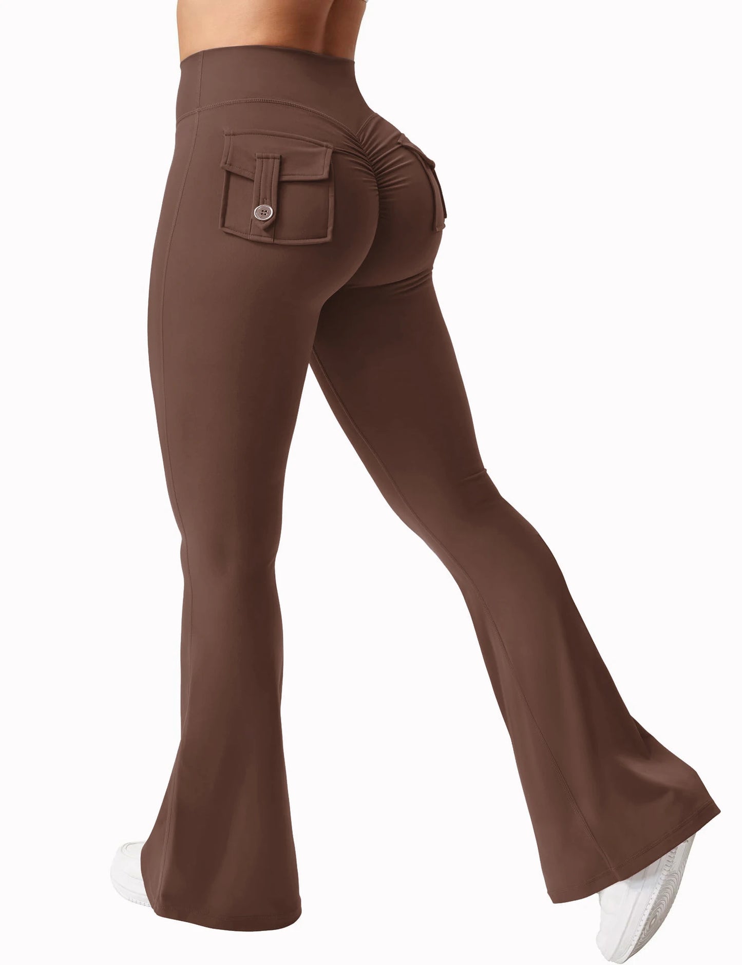 Women's Cargo Pocket Fitness Tights High Waist Yoga Running Pants