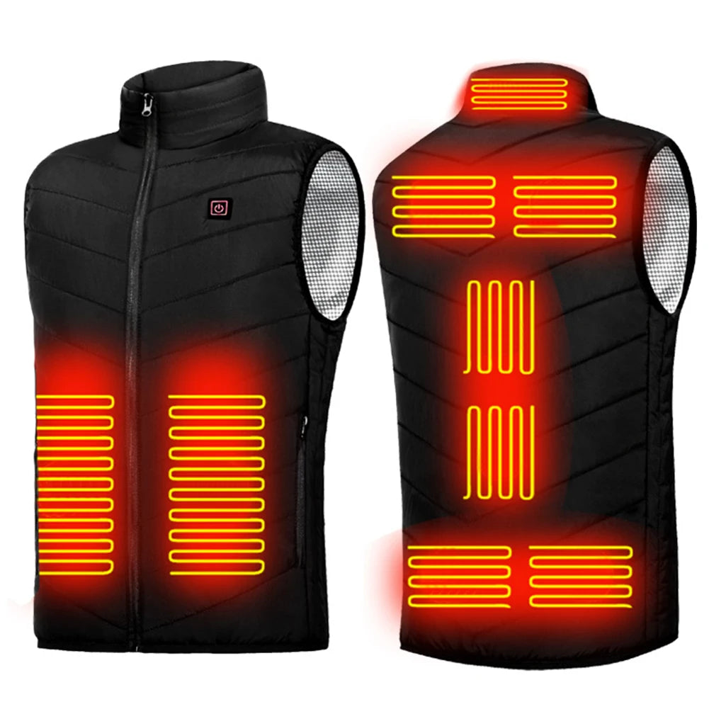 9 Heated Vest Zones Electric Heated Jackets Men Women Sportswear Heated Coat Graphene Heat Coat USB Heating Jacket For Camping