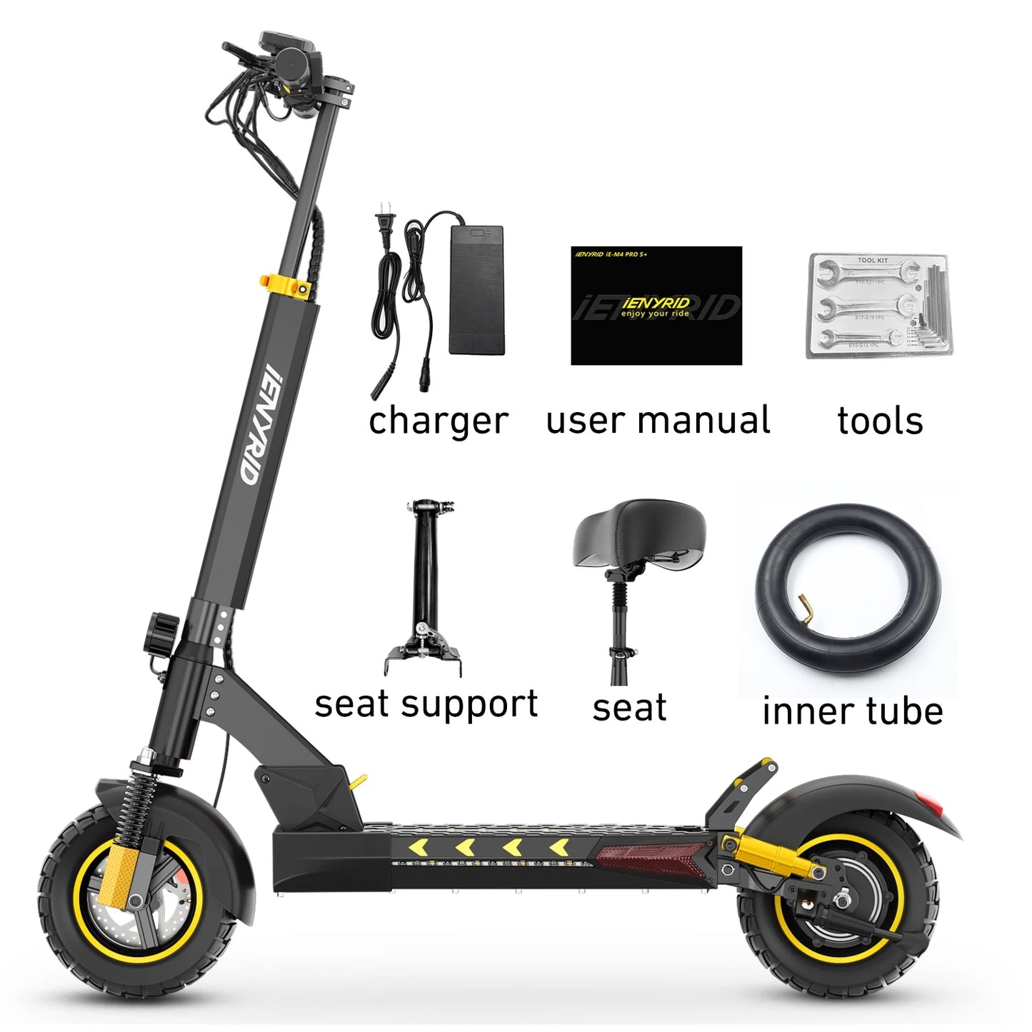 IENYRID M4 Pro S+Electric Scooter 800W Motor 48V 12.5AH Battery 10"Tire Escooter 45km/h Max 40-50KM Range Disc Brake LCD Display