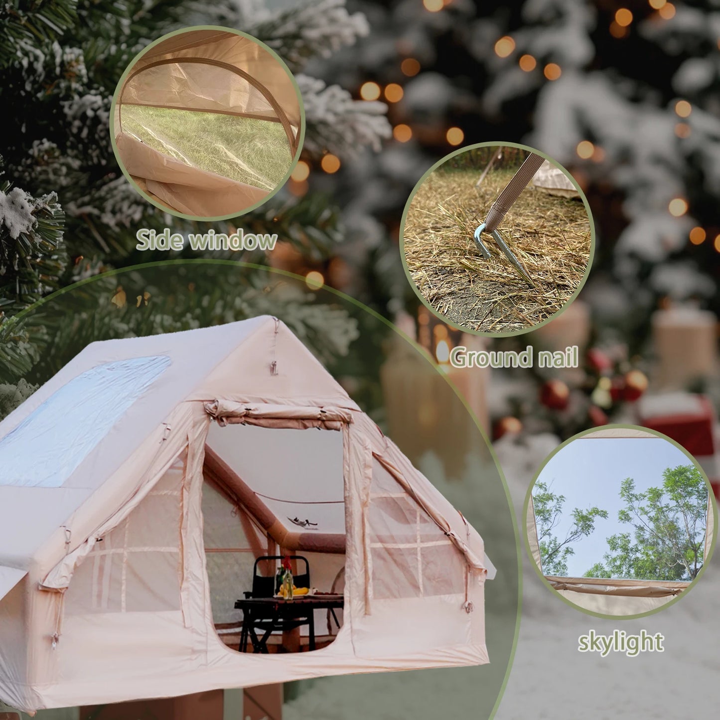 Pakicetus Inflatable Camping Tent With Quick Setup Frame Stove Jack