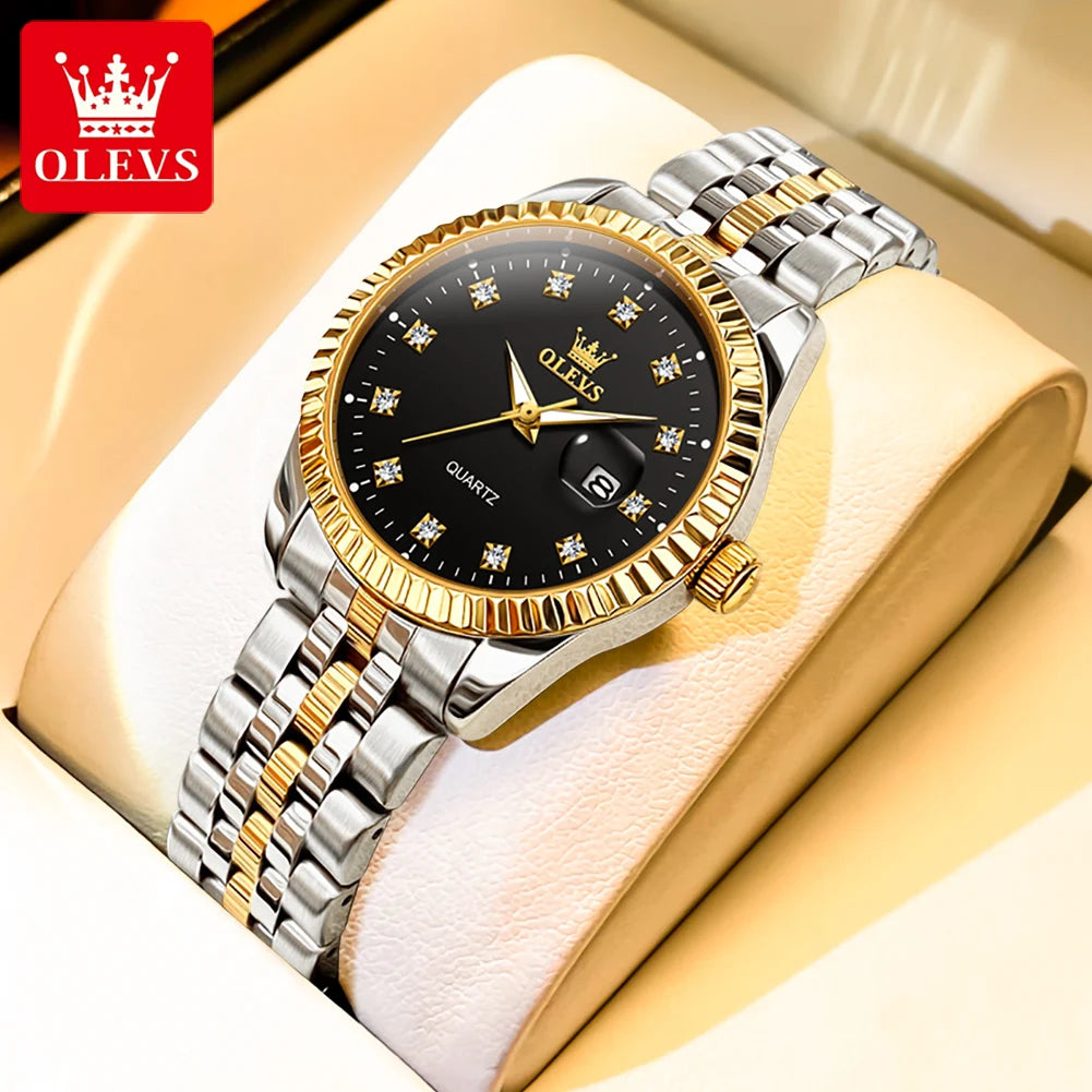 OLEVS Luxury Diamond Ladies Wristwatch Stainless Steel Waterproof