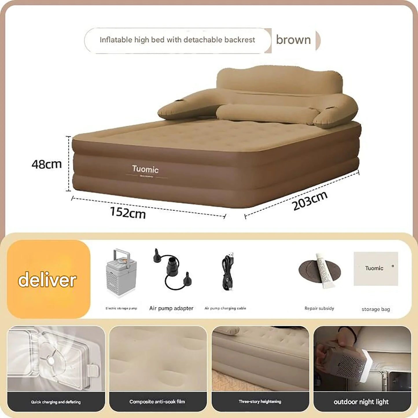 Two Person Built-In Pump Camping Mattress for Outdoor Slumber