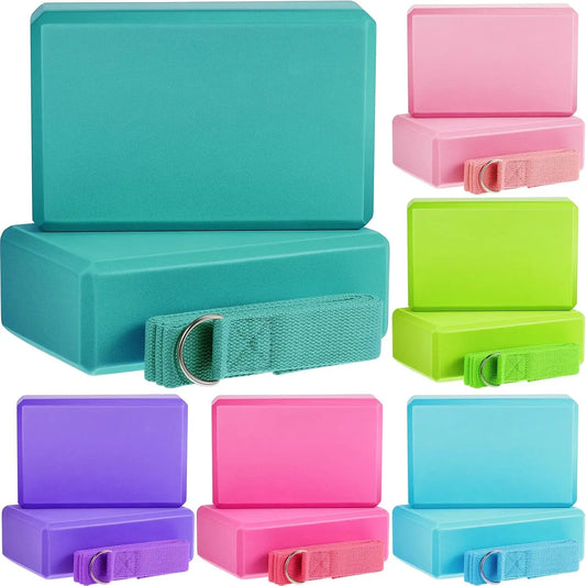 Yoga Blocks And Straps Set EVA Foam Non Slip