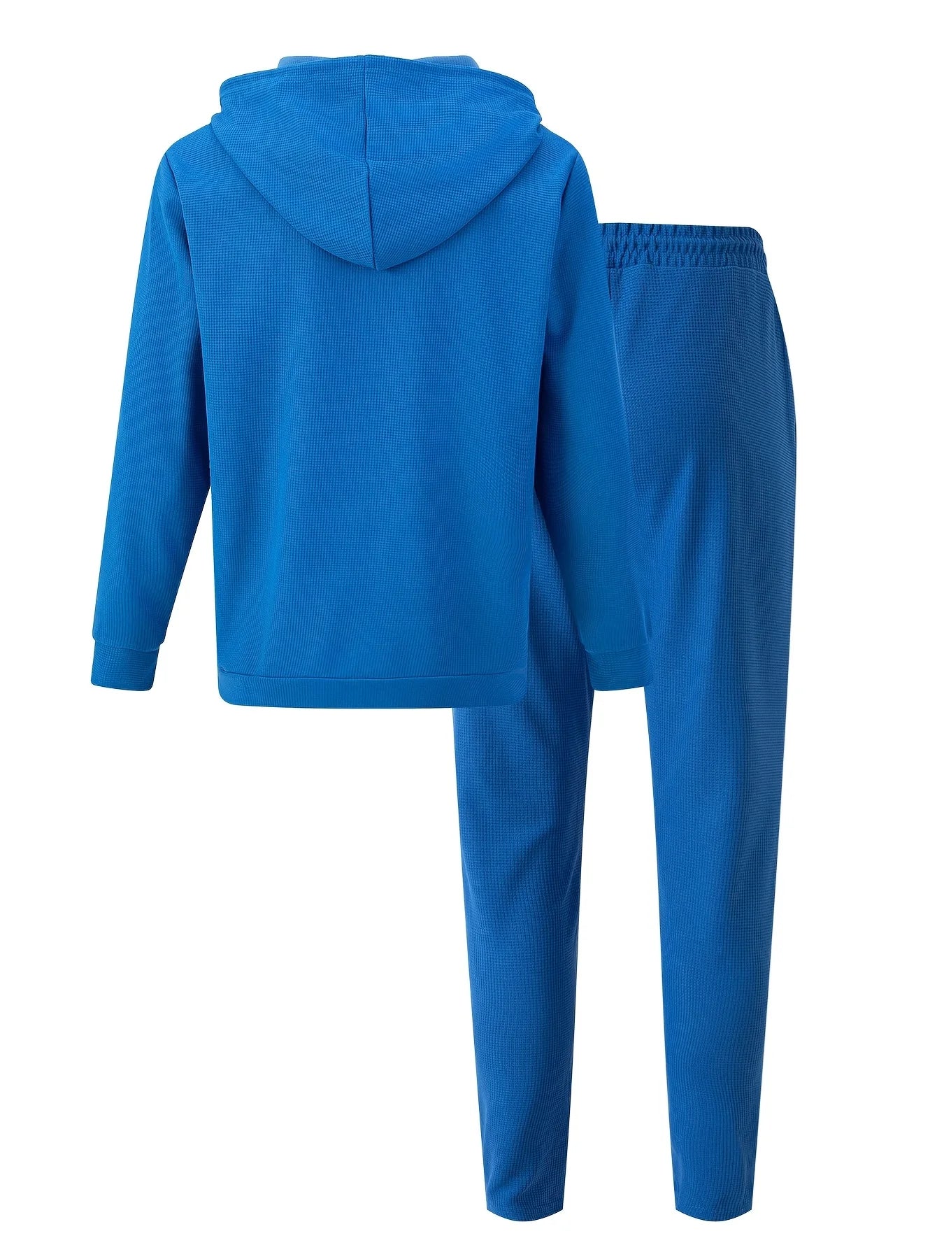 NONECN Spring Autumn Mens Waffle Tracksuit Set Hooded Jacket Pants