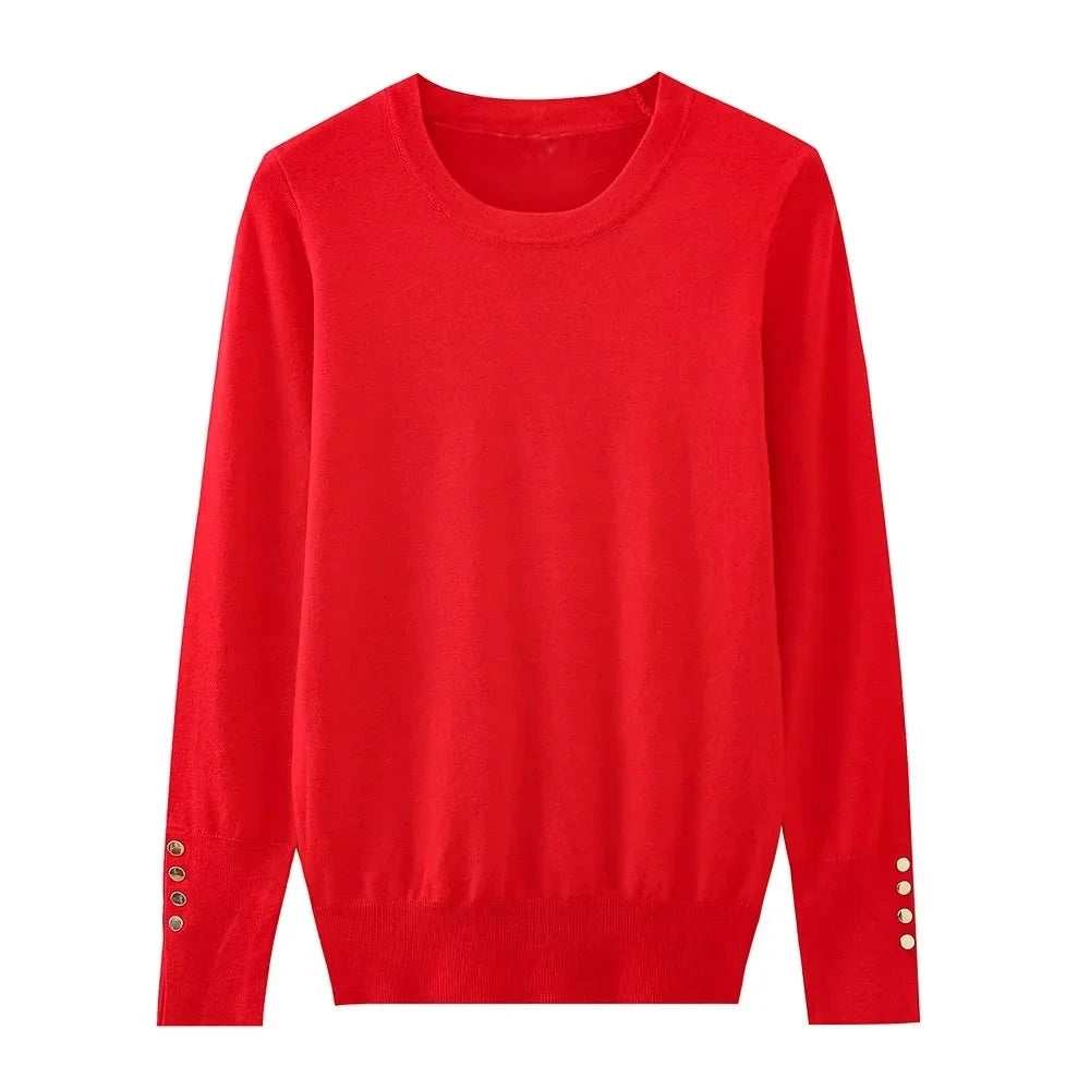 Others Loose Long Sleeve Round Neck Knit Sweater For Summer