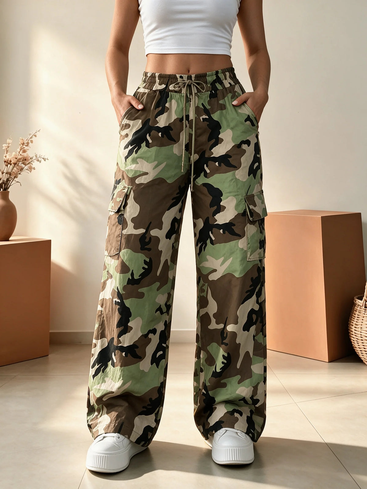 Women's High Waist Cargo Pants Quick Dry Lightweight Elastic Trousers