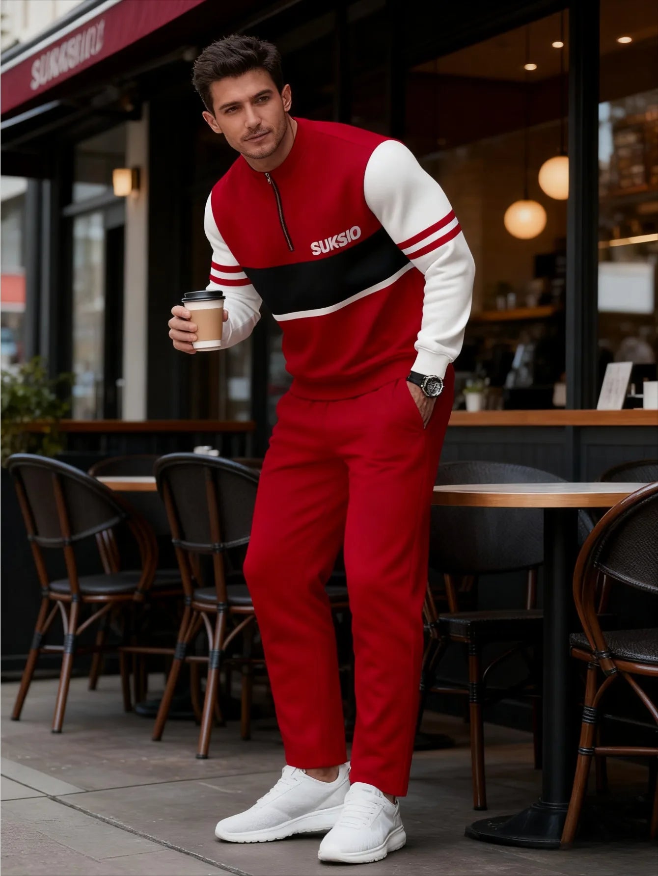 Men's Suit Digital Print Sweatshirt Set