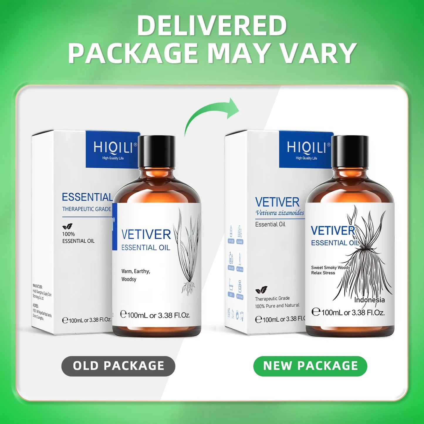 HIQILI Vetiver Essential Oil Pure for Aromatherapy and Diffuser
