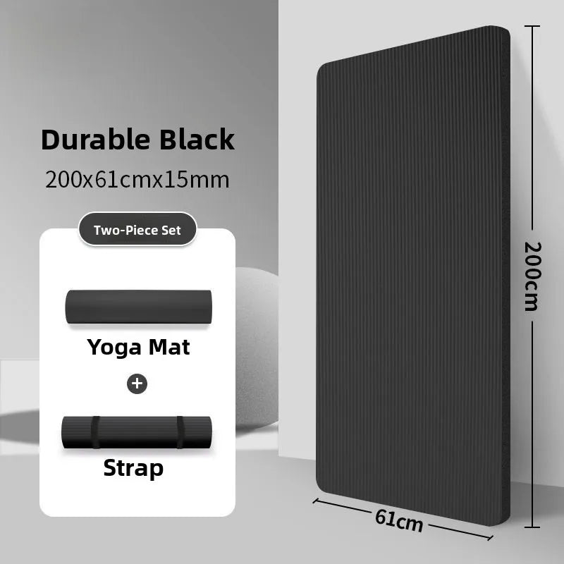 Men's Fitn Yoga Mat Thiened 20mm Wide Long Anti-slip Exercise Yoga Mat for Home Use l Rubber Pure Color Design