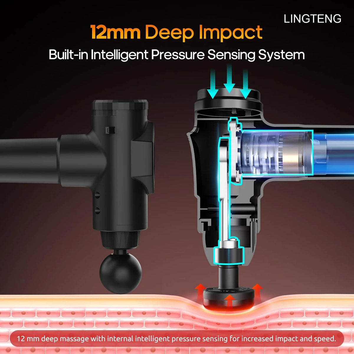 Lingteng Heating Deep Tissue Massage Gun With Seven Heads