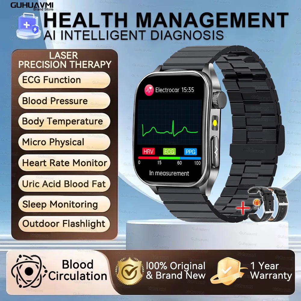 Smartwatch With Laser Therapy ECG Monitor And Blood Oxygen