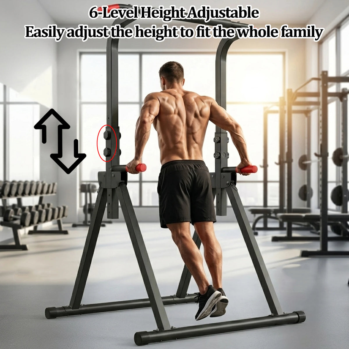 Foldable Power Tower Pull Up Bar Multi-Function Dip Station Strength Training