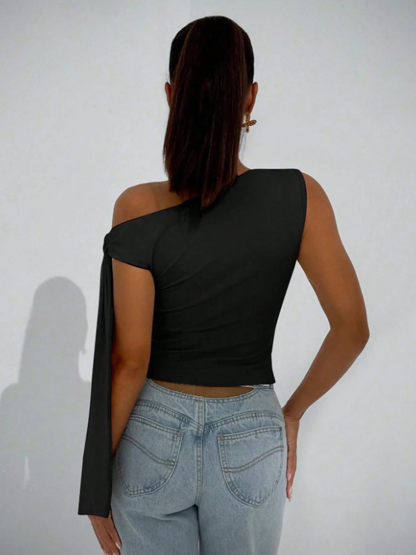 Guangdong Choice Women's Asymmetrical Neck Tie Blouse Sleeveless Top