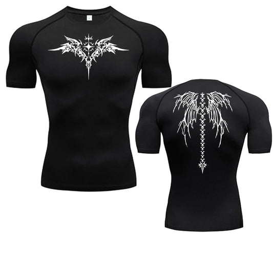 Anime Print Compression Shirt For Men Quick Dry Running Tee
