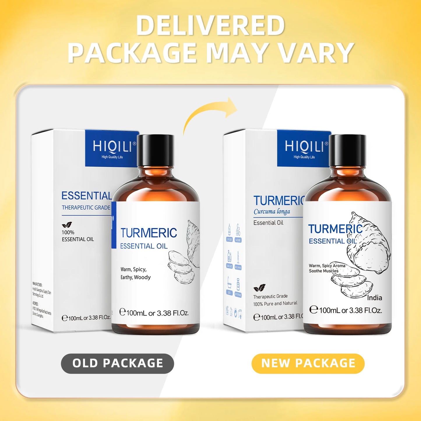 HIQILI Turmeric Essential Oil Pure Herbal Plant Oil