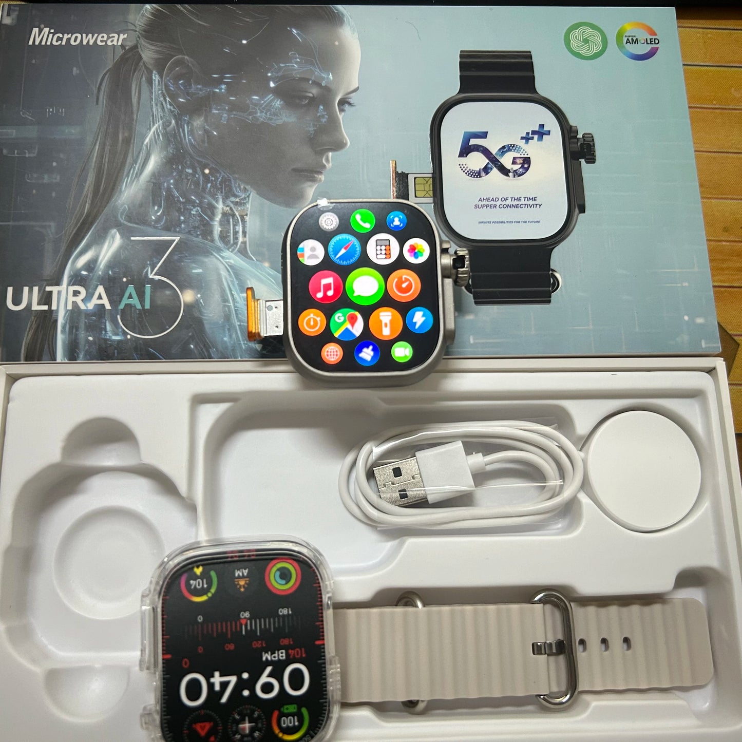 Microwear Ultra Ai3 5G Smartwatch Rotating Camera GPS Google Play