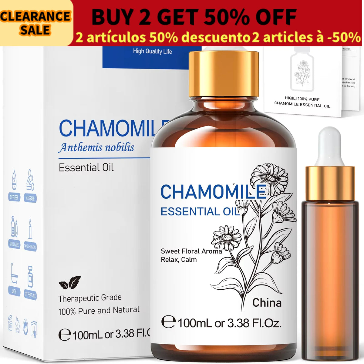 HIQILI Chamomile Essential Oil For Diffusers And Aromatherapy