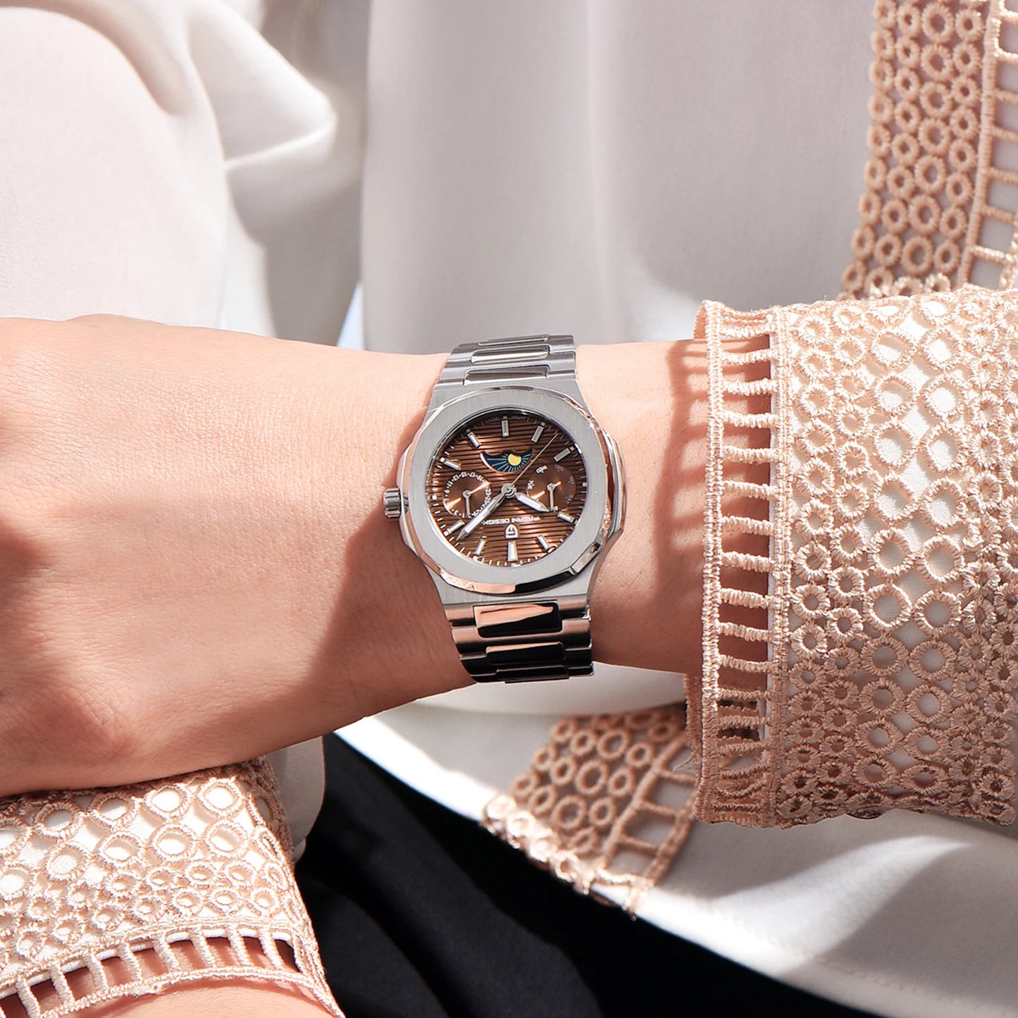 Pagani Design Womens Sapphire Quartz Watch Stainless Steel Bracelet