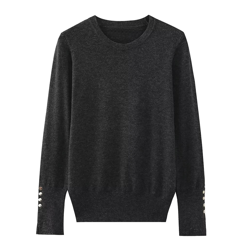 Others Loose Long Sleeve Round Neck Knit Sweater For Summer