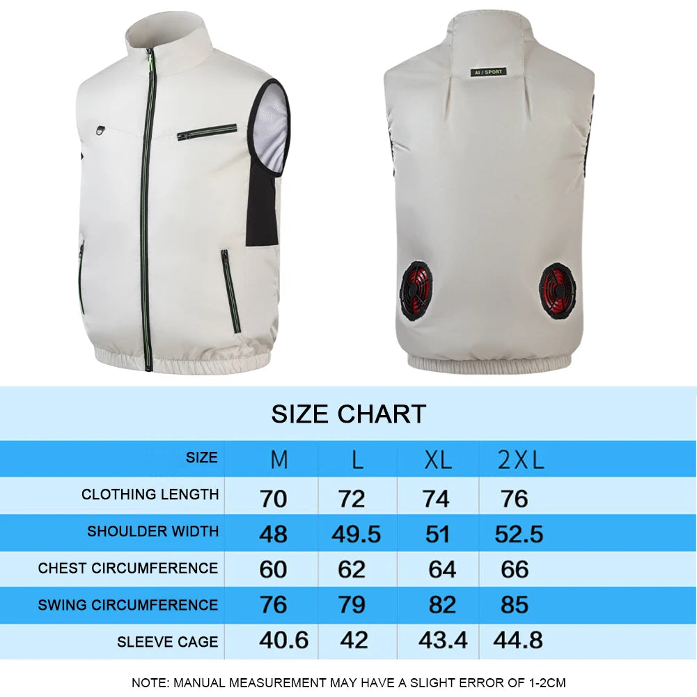 Wearable Cooling Vest With Air Circulation Fan For Outdoor Work