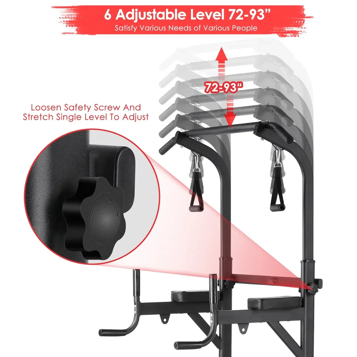 Foldable Power Tower Adjustable Workout Bench 200Kg Gym System