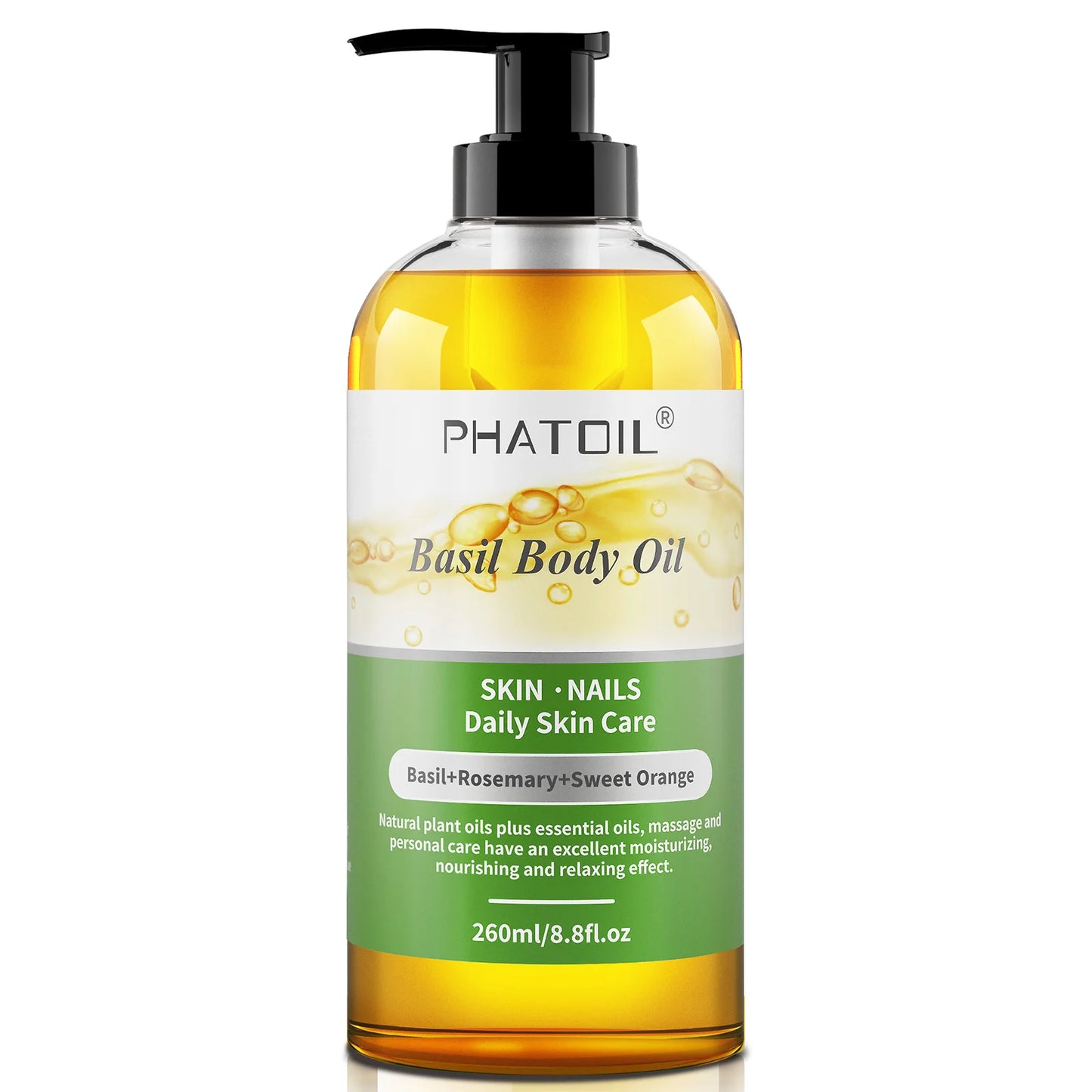 PHATOIL 260ml Body Oil For Skin Care Massage Oil Vanilla Ginger Grapefruit Basil Lavender Rosemary Rose Fragrance Body Oils