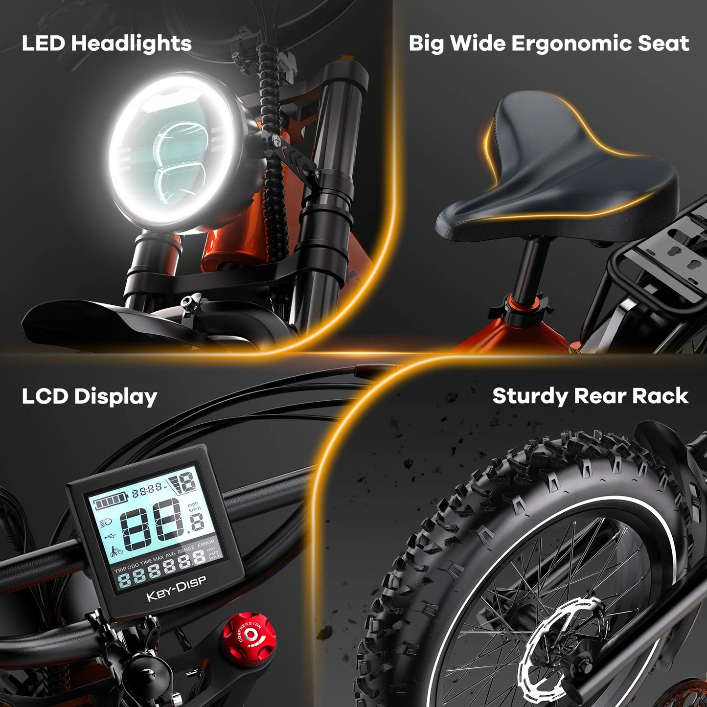 Cybervelo EK6 2000W Fat Tire Foldable Ebike With 48V Battery