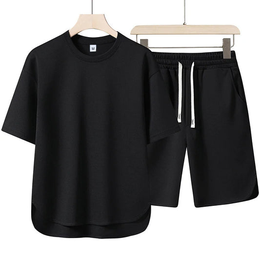 ZSMYSAA Mens Summer Round Neck Short Sleeve Tshirt Shorts Set