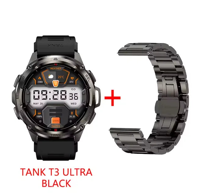 Kospet Tank T3 Ultra GPS Smartwatch Rugged Amoled Fitness Tracker