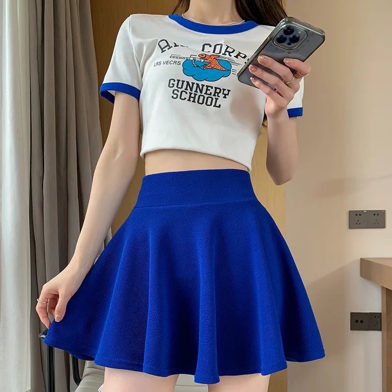 JIAOYIFEN Elastic Pleated High Waist Summer Skirt For Women
