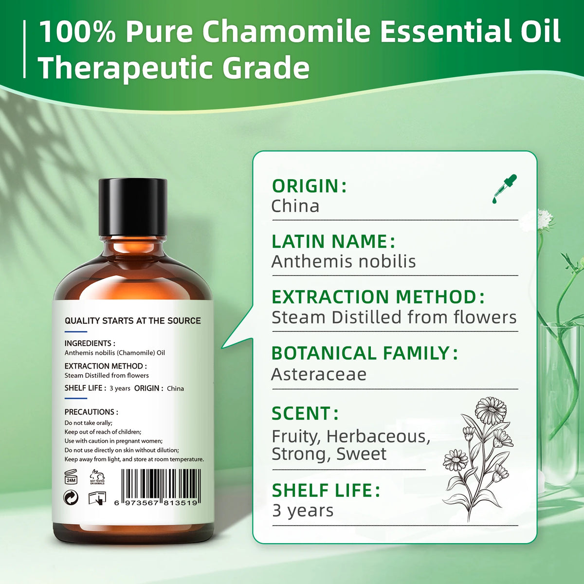 HIQILI Chamomile Essential Oil For Diffusers And Aromatherapy