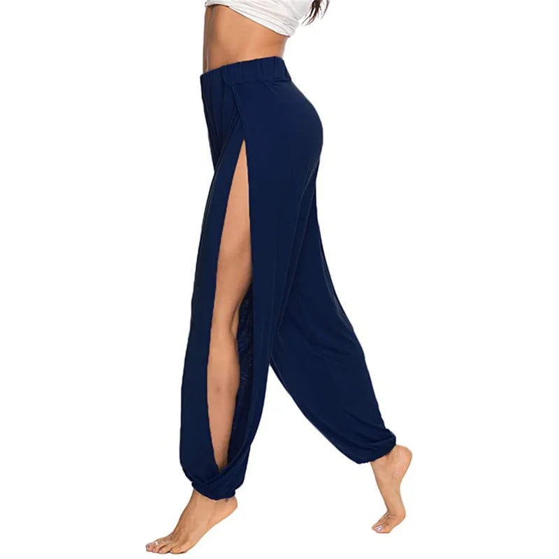 Elastic Waist Split Hippy Yoga Pants for Women High Waist