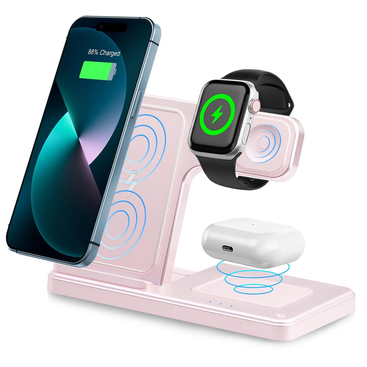 3 In 1 Wireless Charging Station Magnetic Fast Charging 18W Foldable For IPhone 16 15 14 13 12 Pro/Pro Max/Plus/Watch & Airpods