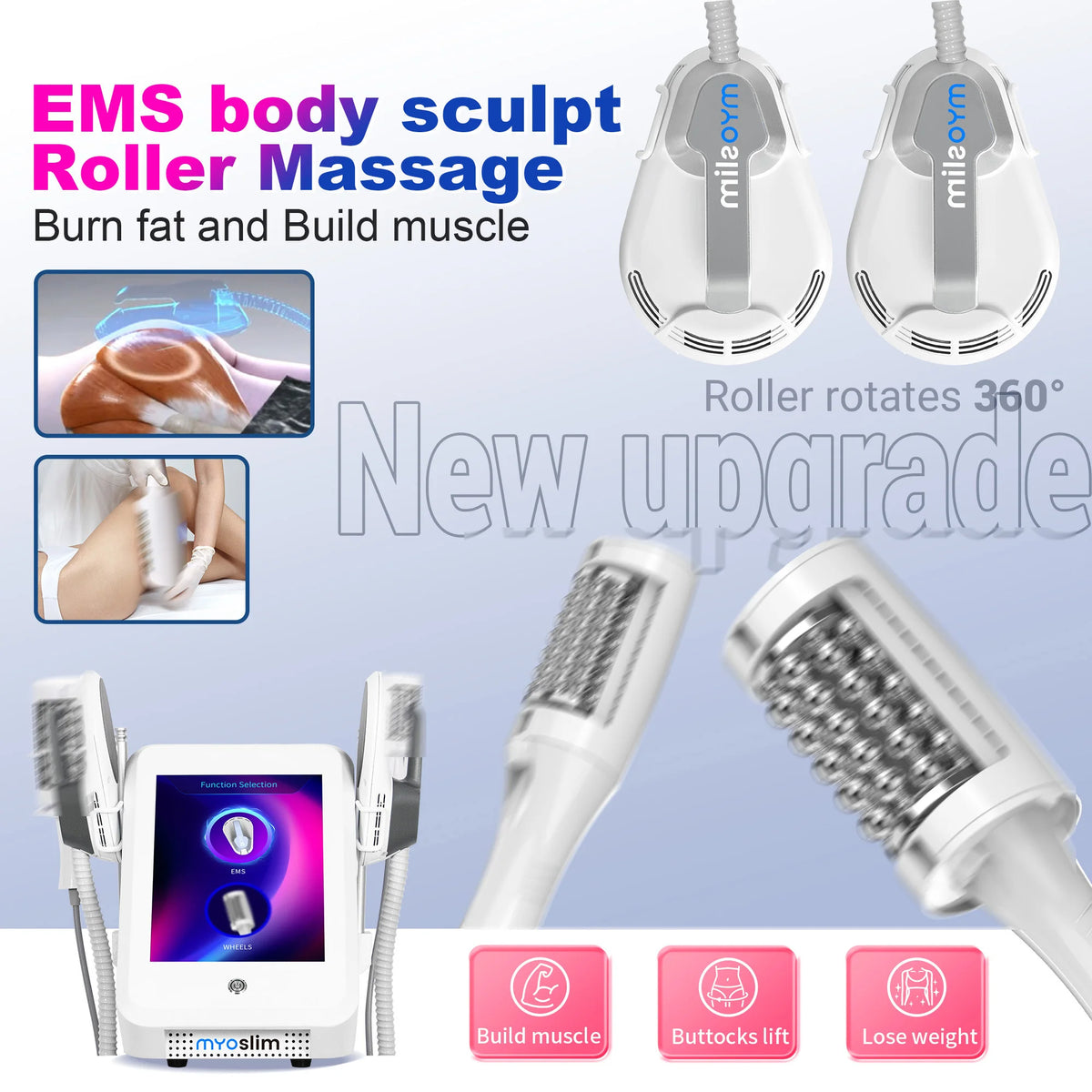 360 Degree 2 IN 1 EMS Roller Slimming Cellulite Reduction Machine 200HZ Inner Ball Roller Infrared Vacuum Roller Massage Beauty