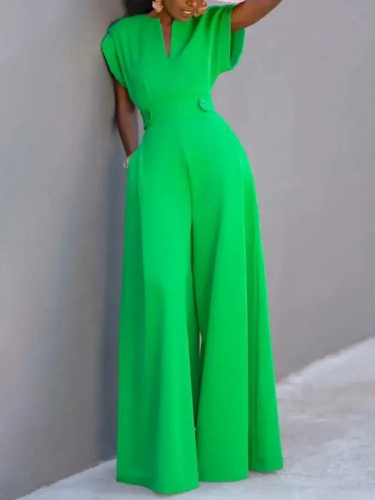 UOOZEE CN Women Wide Leg Jumpsuits Loose Fit Office Casual