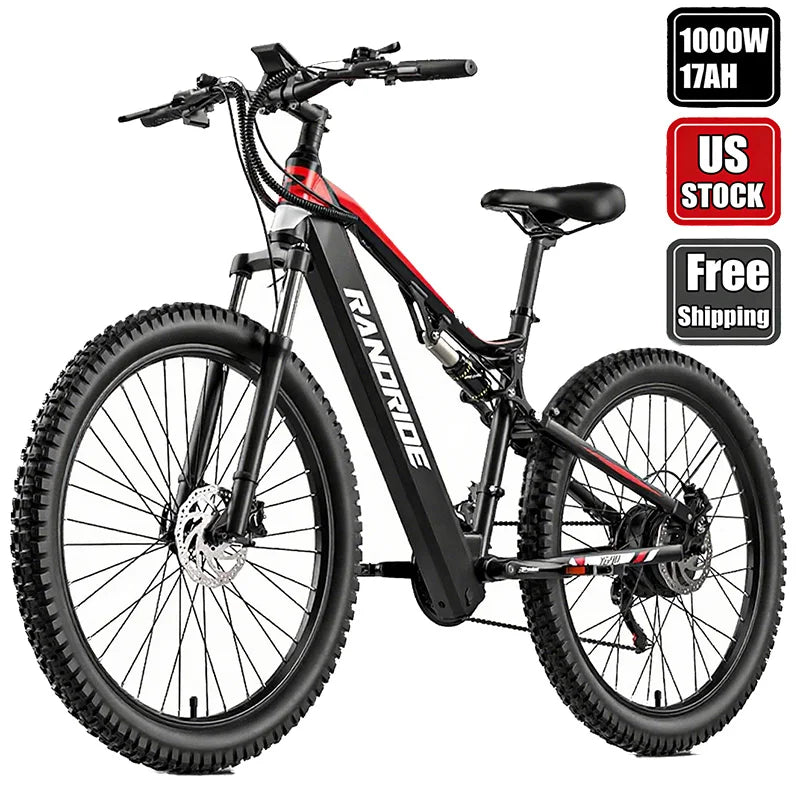 RANDRIDE YG90 1000W Full Suspension Electric Mountain Bike