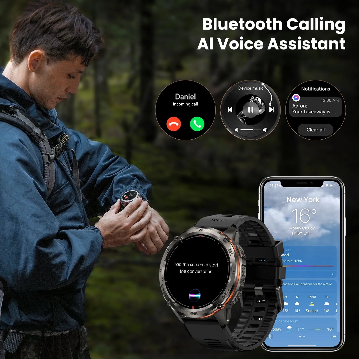 KOSPET Tank T3 Ultra 2 GPS Smartwatch with Bluetooth Calling