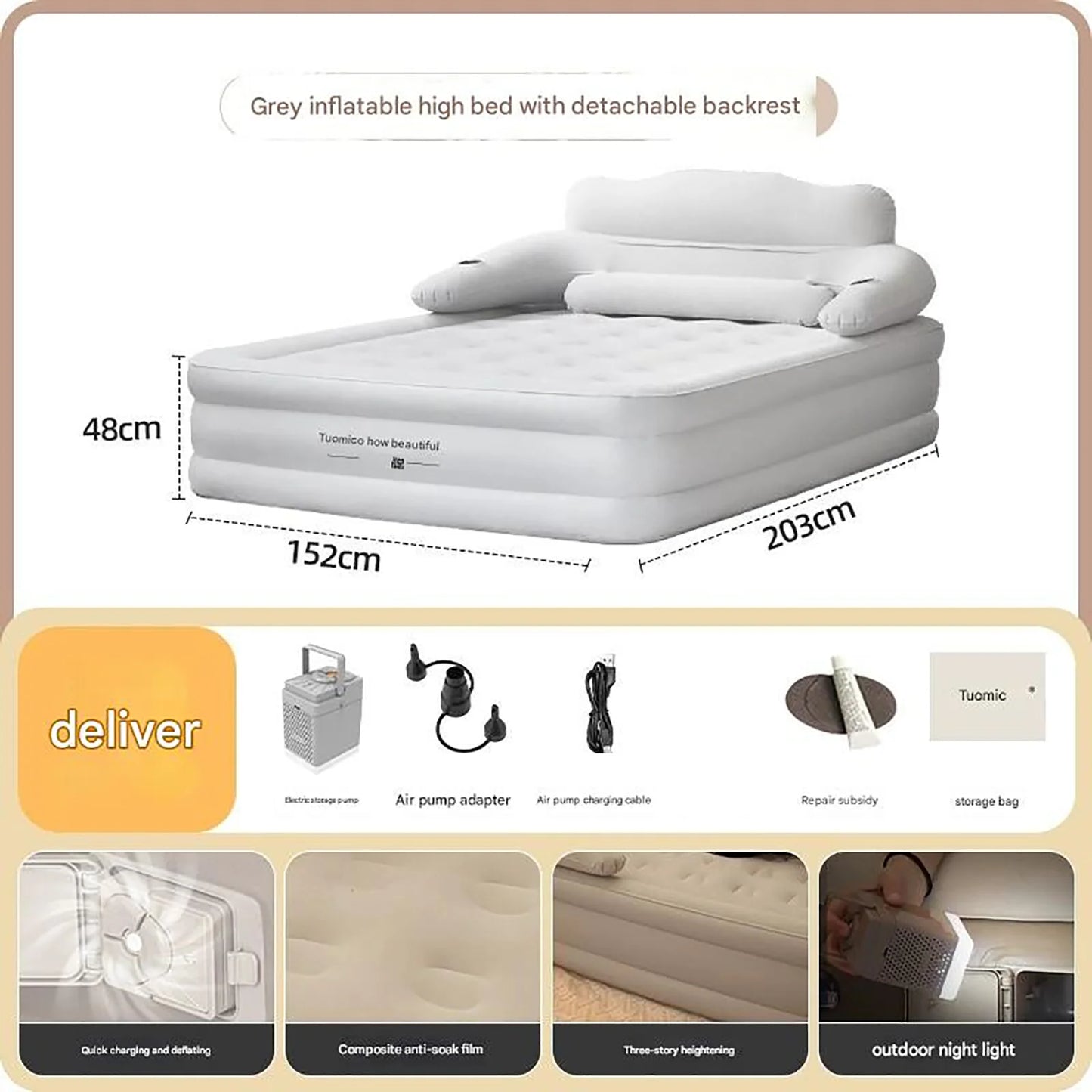 Two Person Built-In Pump Camping Mattress for Outdoor Slumber