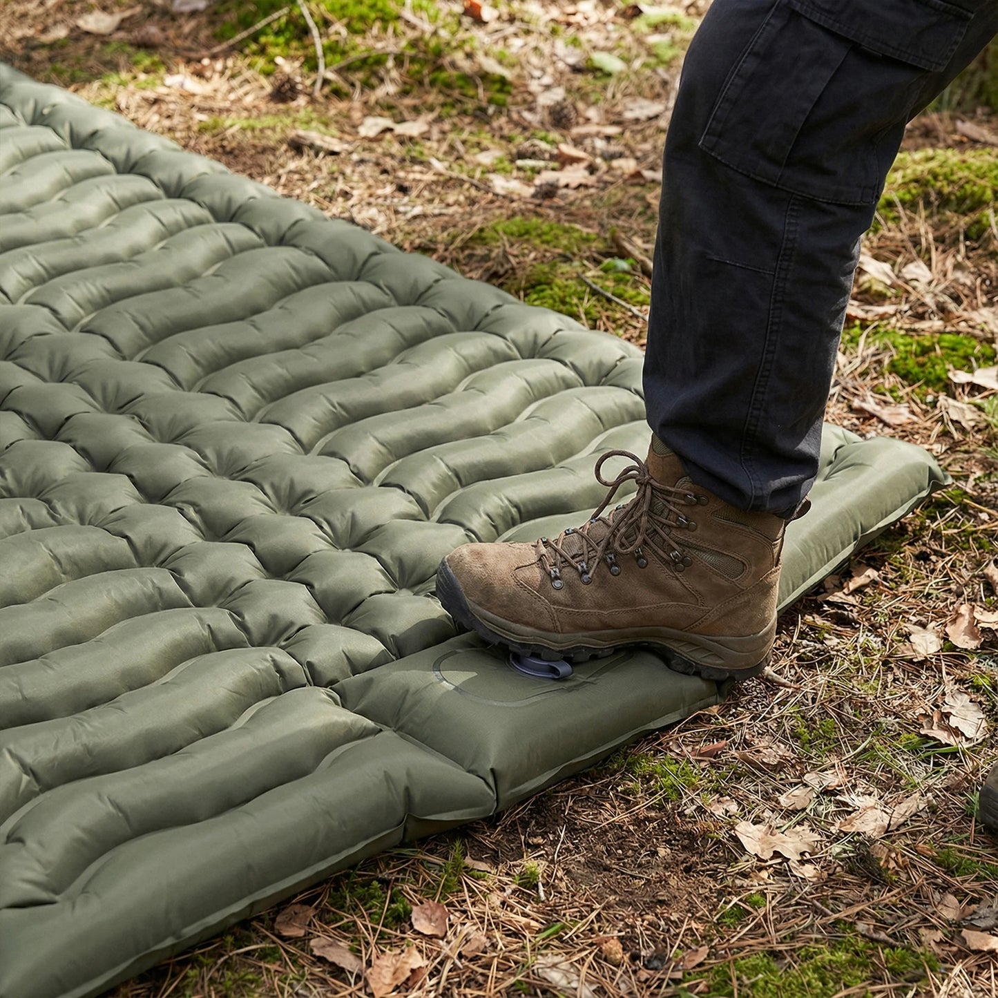NONED Camping Sleeping Mat with Pillow Portable Built-in Foot Pump