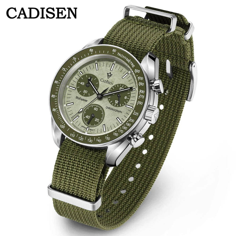 Cadisen Mens Quartz Chronograph Watch With Sapphire Crystal For Men