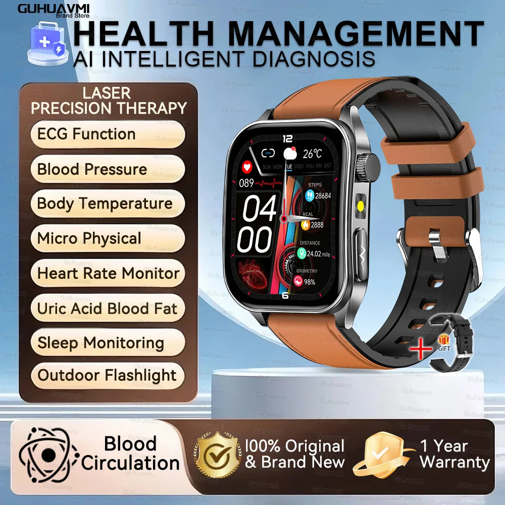 Smartwatch With Laser Therapy ECG Monitor And Blood Oxygen