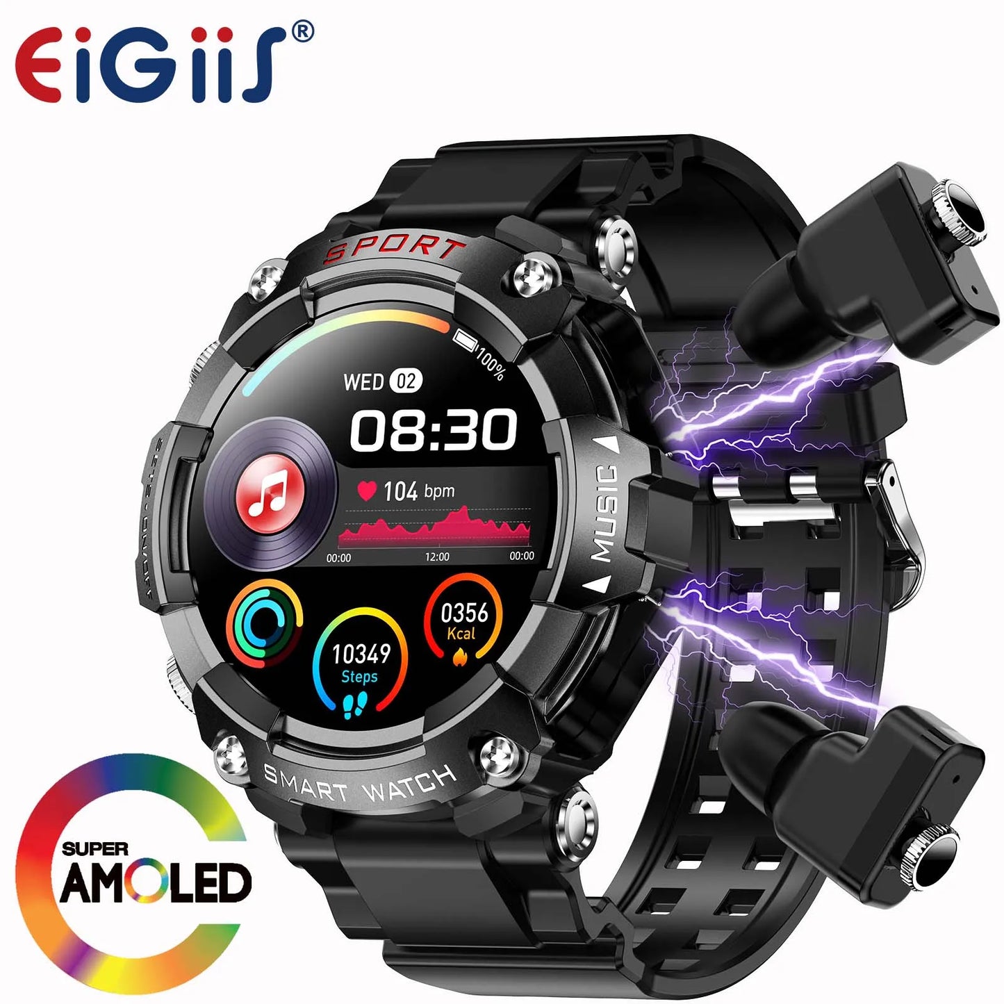 LaNikar Smart Watch AMOLED Display In Ear Bluetooth Headset