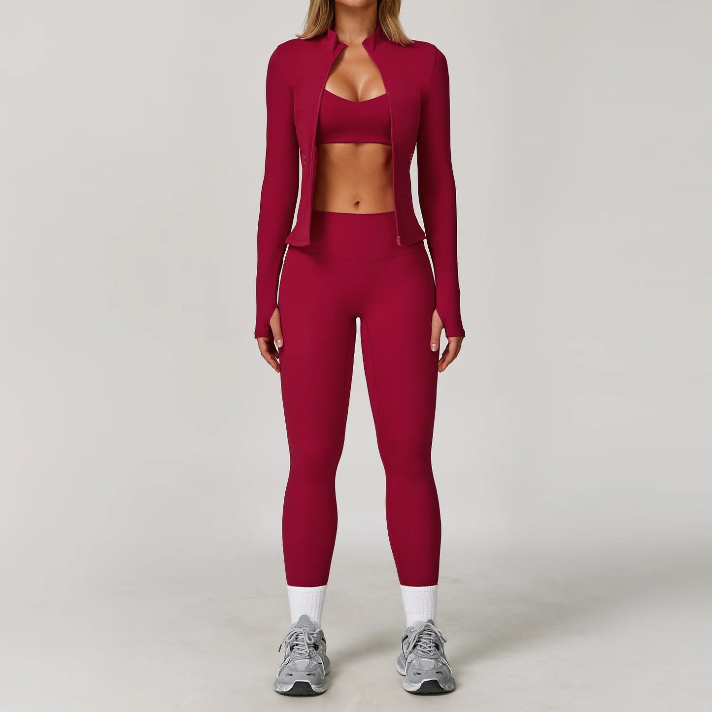 Women Yoga Set 3 Piece Gym Wear High Waist Leggings