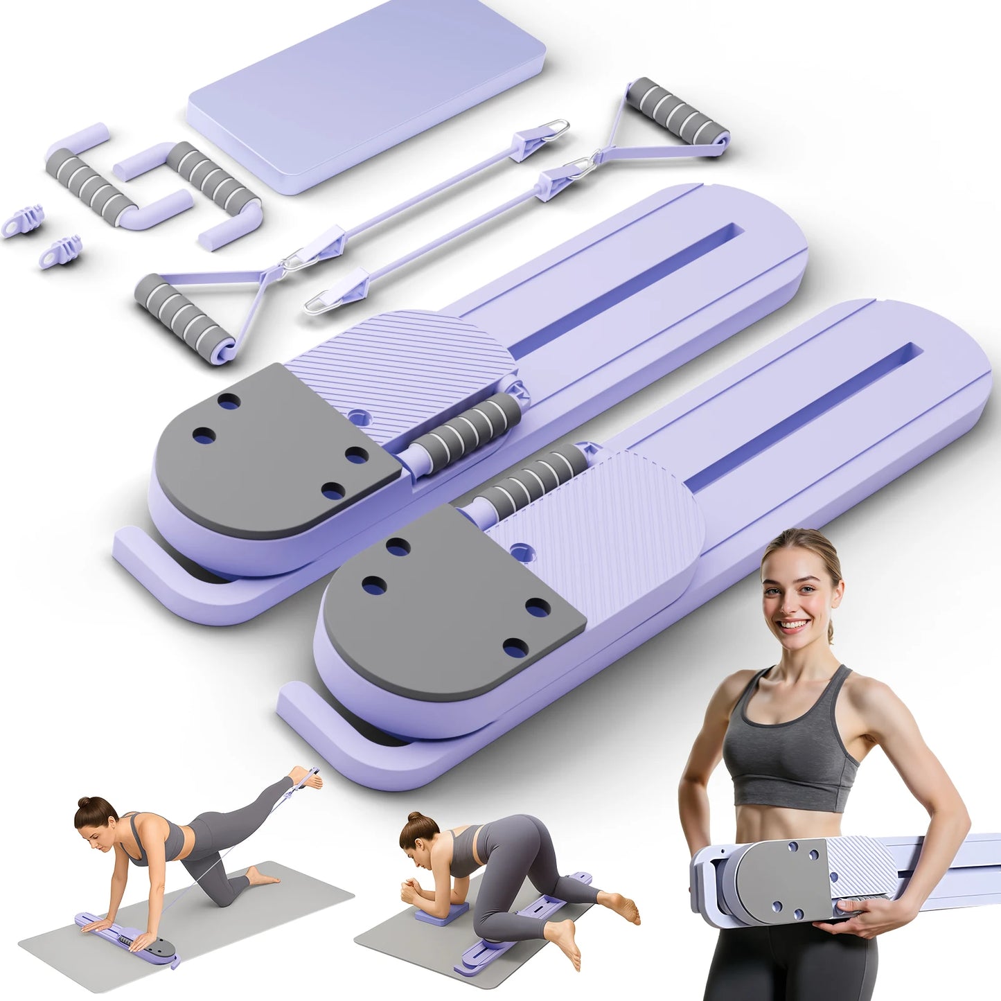 Portable Abdominal Pilates Board With Detachable Resistance Bands