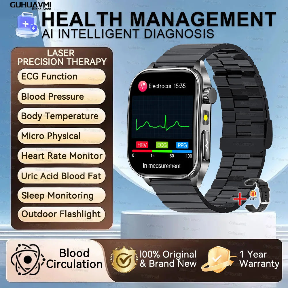Smartwatch With Laser Therapy ECG Monitor And Blood Oxygen