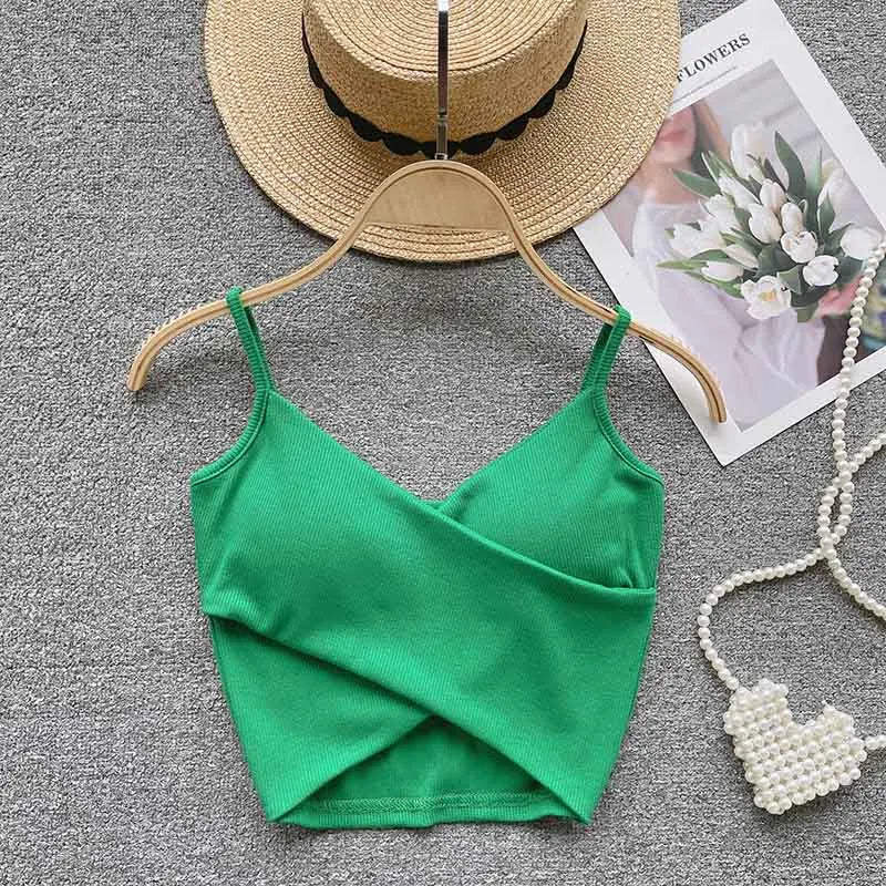 Yezw Irregular Casual Camisole Women Solid Slim Tank Top Strap Design